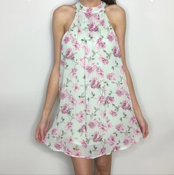 Vibrant Pink and Green Mini Dress - Picture 1 of 5